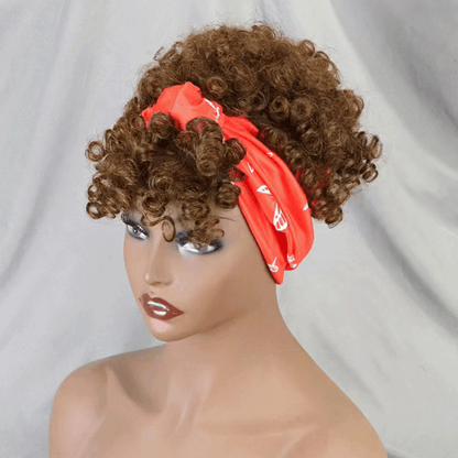 Glueless 3s Throw &amp; Go Bob Headband With Bangs Curly Wig