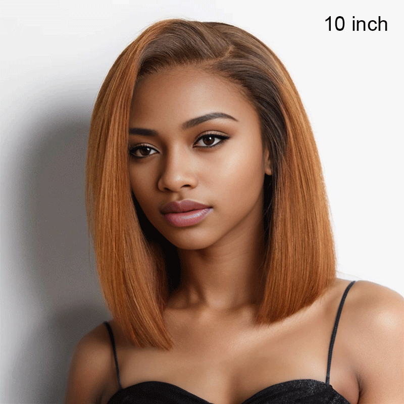 Shine Hair Ready to Go 9x6 Lace Glueless Ginger Ombre Blunt Cut Silky Straight Bob Wig