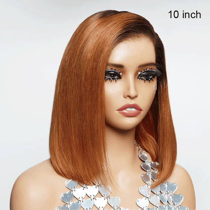 Shine Hair Ready to Go 9x6 Lace Glueless Ginger Ombre Blunt Cut Silky Straight Bob Wig