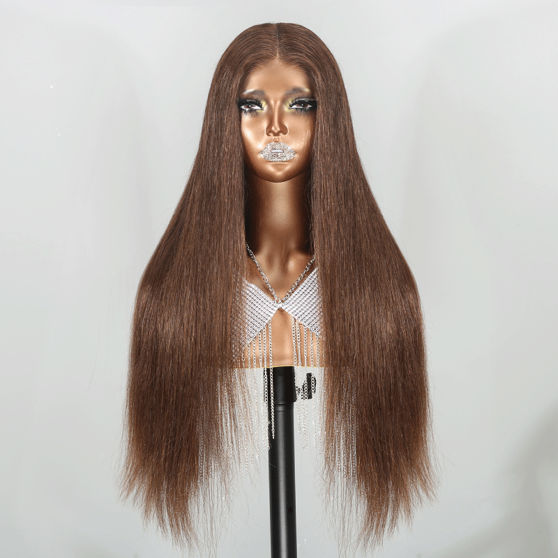 Glueless Wig Wear Go Wig 9X6 Max Parting Chocolate Brown Colored Straight Human Hair Wigs