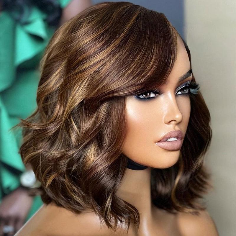 shine hair ombre color natural wave bob wig