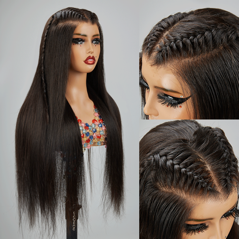 13x4 Pre-braid 3s installation Glueless Straight Lace Frontal Wig