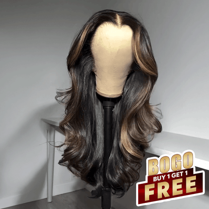 𝐁𝐮𝐲 𝟏 𝐆𝐞𝐭 𝟏💥 Luxury 13x4 Glueless Layered Highlight Wig Wavy Human Hair Wear Go 250% Density