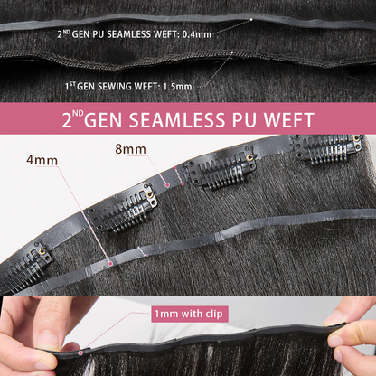 Seamless Clip In Human Hair Extensions Hair Yaki Straight 125g/9pcs