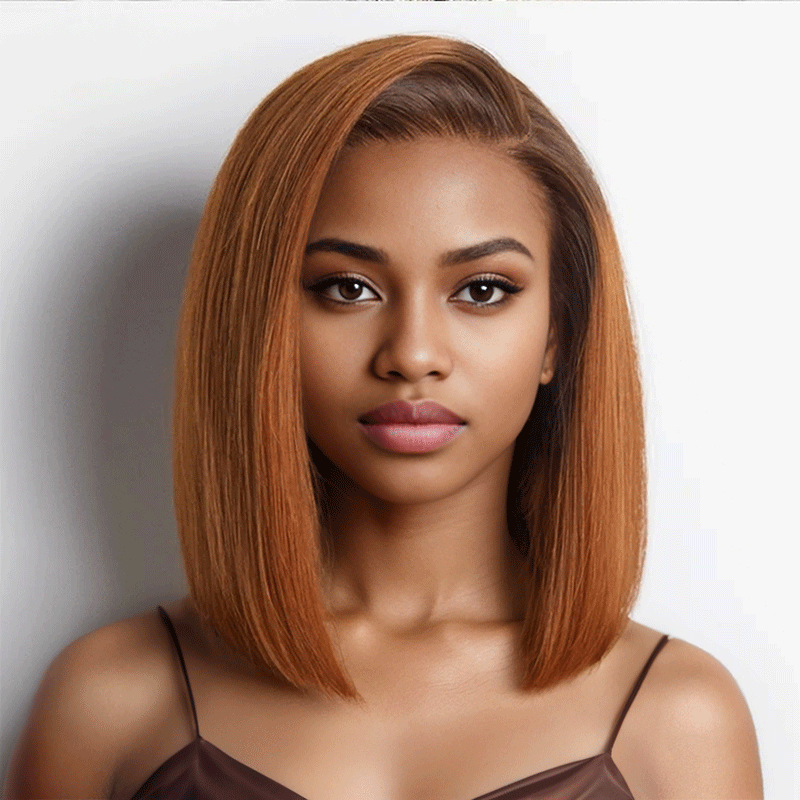 Shine Hair Ready to Go 9x6 Lace Glueless Ginger Ombre Blunt Cut Silky Straight Bob Wig