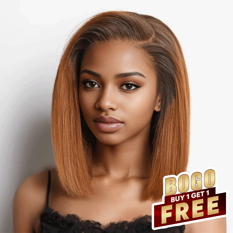 𝐁𝐮𝐲 𝟏 𝐆𝐞𝐭 𝟏💥9x6 Glueless Ginger Ombre Blunt Cut Straight Bob Wig