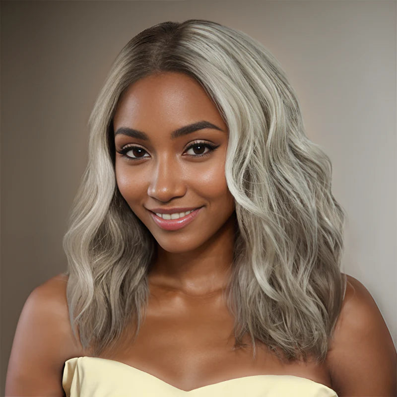 13x4 Glueless Blonde Color With Subtle Light Brown Bob Wig