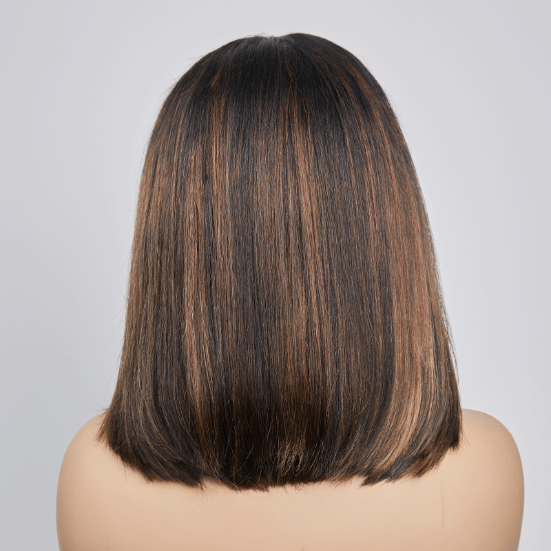 9x6 Glueless Color Highlight Straight Bob Wig Wear Go