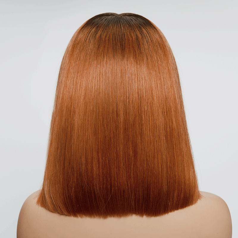 Shine Hair Ready to Go 9x6 Lace Glueless Ginger Ombre Blunt Cut Silky Straight Bob Wig