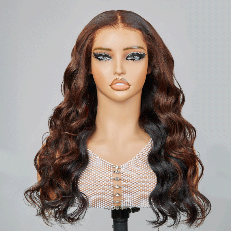 Ready to Go 9x6 Glueless Peekaboo Bronze Brown Bob Wig Body Wave