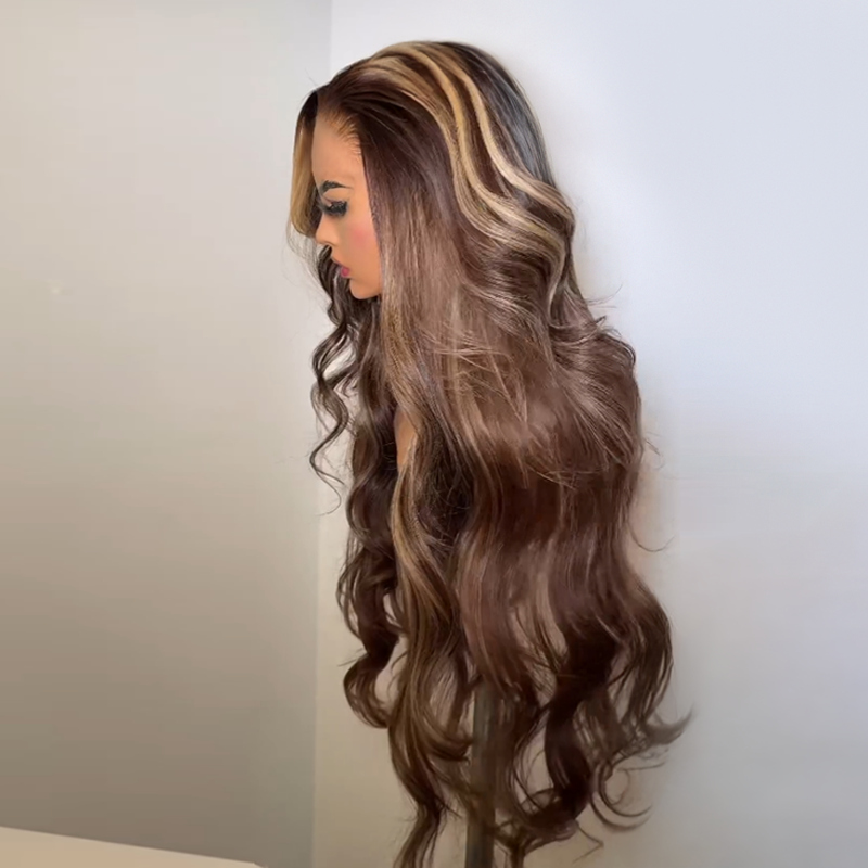 𝐁𝐮𝐲 𝟏 𝐆𝐞𝐭 𝟏 𝐅𝐫𝐞𝐞💥13x4 Glueless Color Highlight Body Wave Virgin Hair Wig