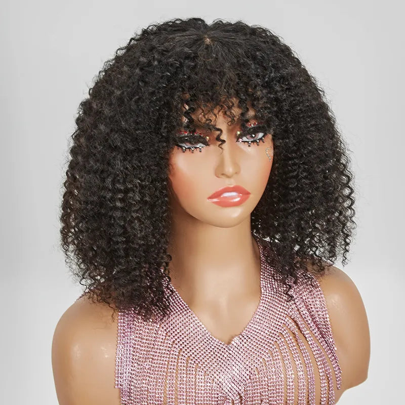 For Beginners Glueless Kinky Curly Wear Go Bob Wig With Bangs