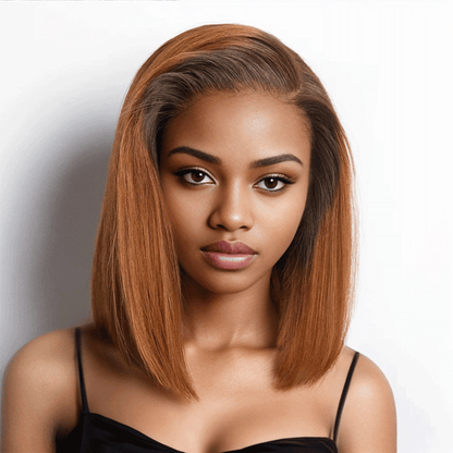 Shine Hair Ready to Go 9x6 Lace Glueless Ginger Ombre Blunt Cut Silky Straight Bob Wig