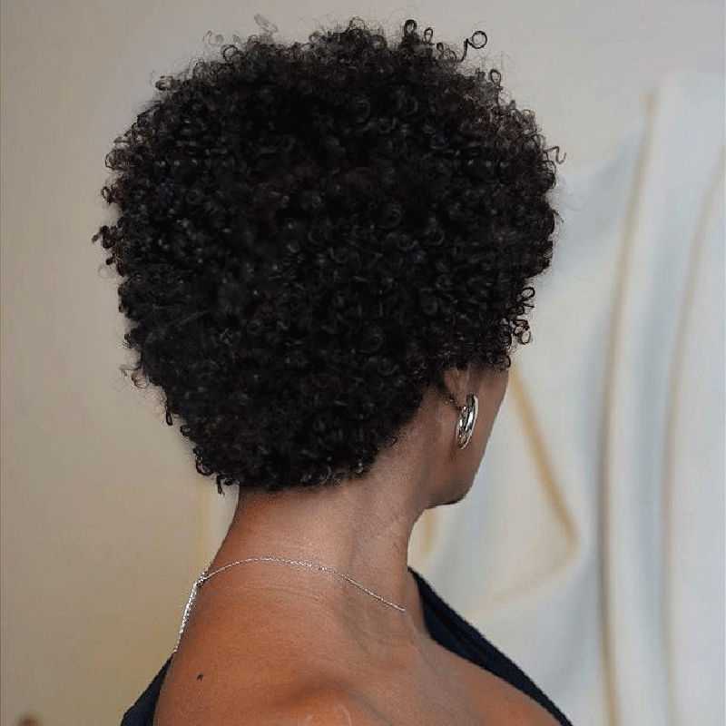 Crazy Deals🔥Glueless Pixie Cut Cute Human Hair Wig Natural Color Wool Curly