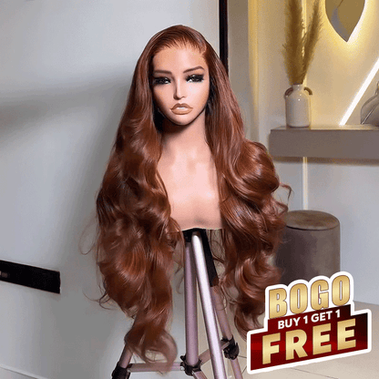 𝐁𝐮𝐲 𝟏 𝐆𝐞𝐭 𝟏💥13x4 Glueless Copper Brown Color Human Hair Body Wave Wig