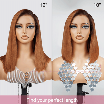 Shine Hair Ready to Go 9x6 Lace Glueless Ginger Ombre Blunt Cut Silky Straight Bob Wig