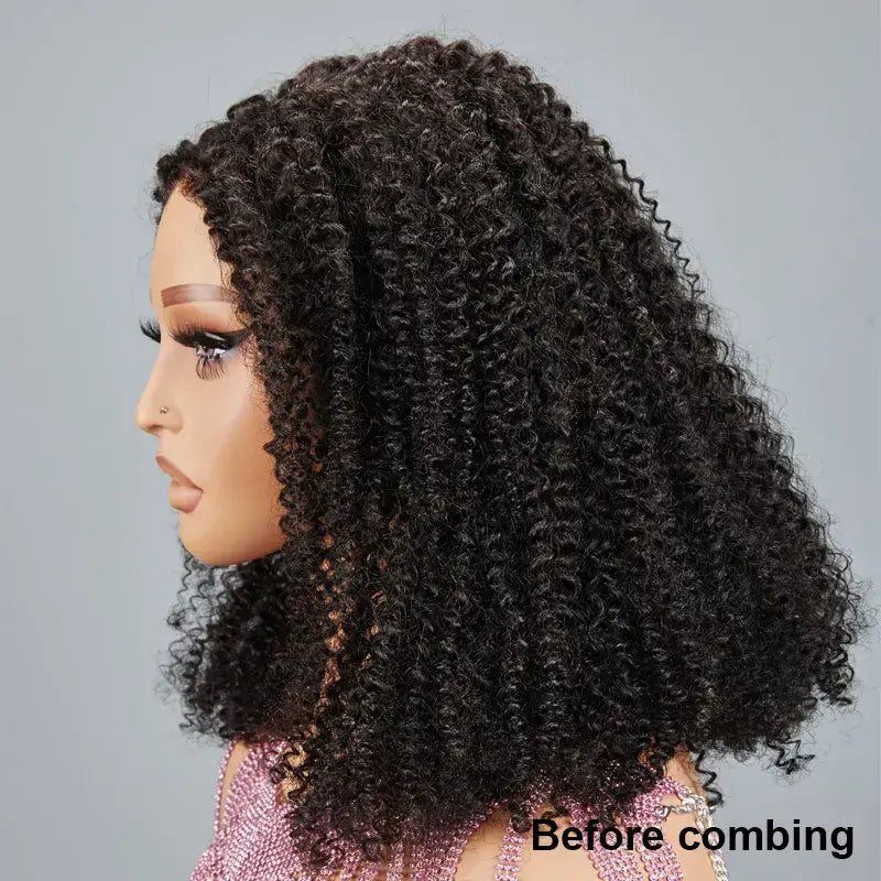 7x5 13x4 Glueless Bouncy Bob Kinky Curly Human Hair Wig