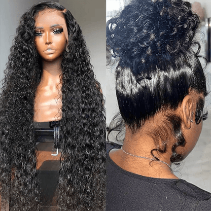 360 Lace Frontal Invisible Flexi-Fit Drawstring Cap Wig Brazilian Curly Wave Virgin Human Hair