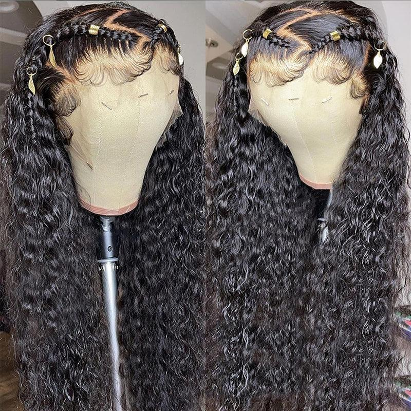 360 Lace Frontal Invisible Flexi-Fit Drawstring Cap Wig Brazilian Curly Wave Virgin Human Hair