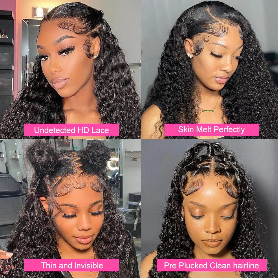 Undetectable Invisible Deep Wave 360 Lace Frontal Wigs Pre Plucked HD