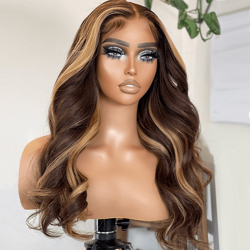 5x5 Glueless Wig Human Hair Ready To Wear Highlight Wig Human Hair Body Wave - SHINE HAIR WIG