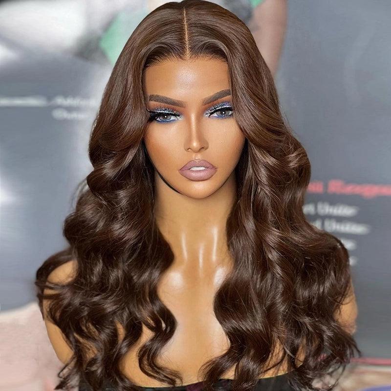 5x5/13x4 Lace Wig Glueless Chocolate Brown Colored Body Wave Human Hair Wigs - SHINE HAIR WIG