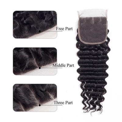 Loose Deep Wave 4x4 Brazilian Lace Closure Pre Plucked With Baby Hair - SHINE HAIR WIG